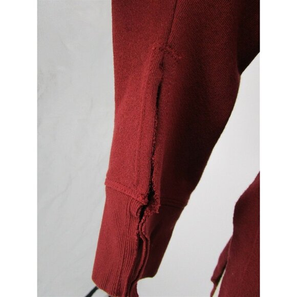 Wilt Brick V-neck Pullover Side Slit Sweatshirt Top Bordeaux Burgundy S Small - Picture 6 of 8
